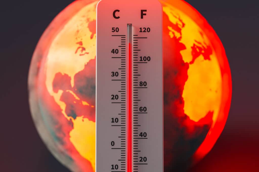 Thermometer showing global heating