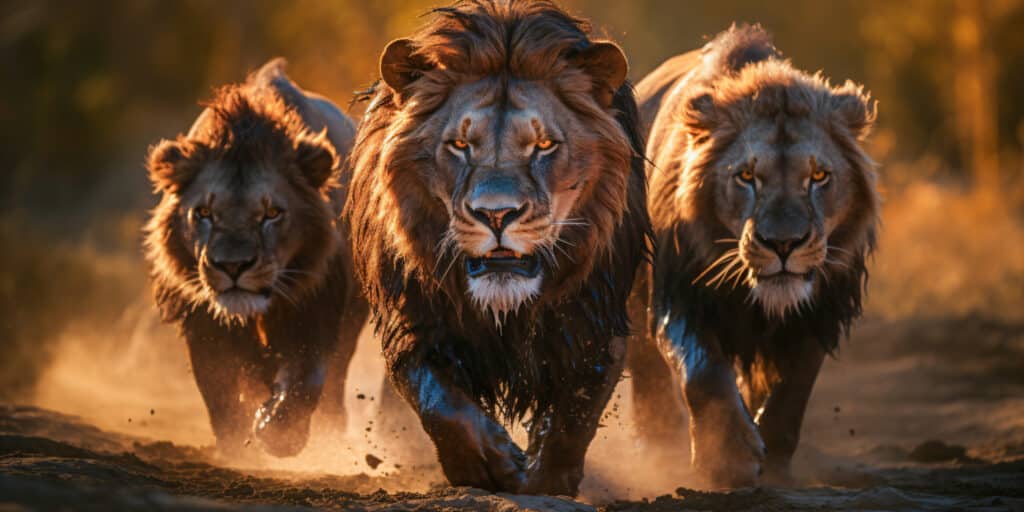 Pride of lions on the hunt