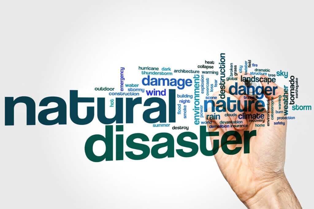 Word cloud of natural disasters