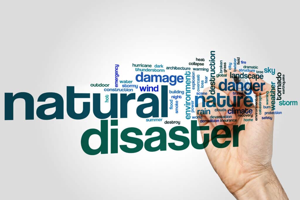 Natural disasters word cloud