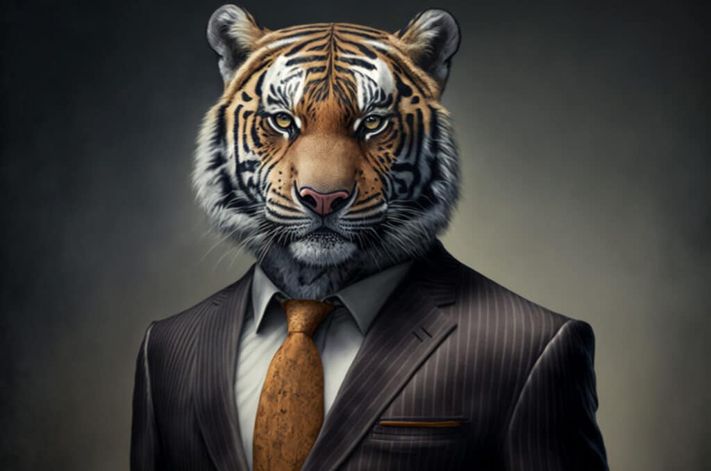 Tiger dressed in a business suit